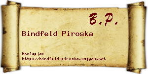 Bindfeld Piroska névjegykártya